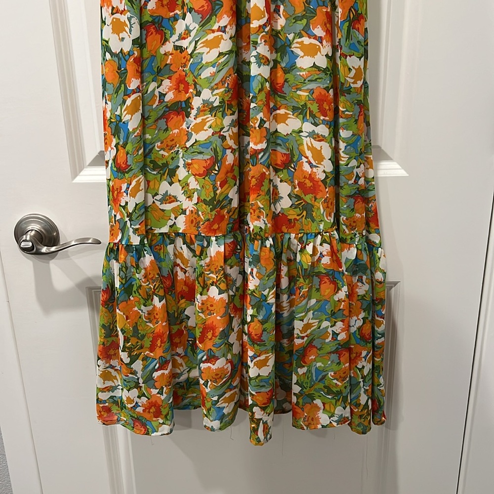 Melloday Smocked Mock Neck Tiered Maxi Dress - Picture 3 of 6